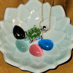 Turtle Pendant with interchangeable genuine stones